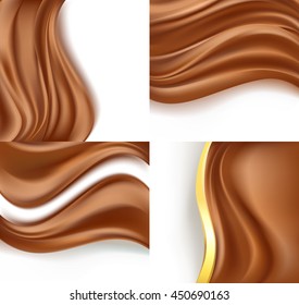 creamy milky chocolate on white background set. vector
