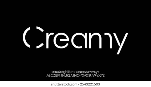 Creamy, Modern abstract digital tech font. Logo creative font, type, technology, movie, digital, music, movie. Font and illustration in vector format.