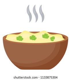 
Creamy paste in a container with smoke coming out making an icon for creamed peas
