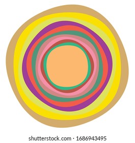 creamy, pastel smudged, smeared colorful, multi-color concentric, cyclic rings of different shapes. revolved spiral, vortex, swirl or twirl. abstract geometric circular, radial loop shape, element