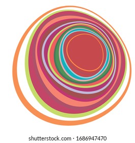 creamy, pastel smudged, smeared colorful, multi-color concentric, cyclic rings of different shapes. revolved spiral, vortex, swirl or twirl. abstract geometric circular, radial loop shape, element