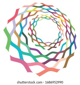 creamy, pastel smudged, smeared colorful, multi-color concentric, cyclic rings of different shapes. revolved spiral, vortex, swirl or twirl. abstract geometric circular, radial loop shape, element