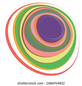 creamy, pastel smudged, smeared colorful, multi-color concentric, cyclic rings of different shapes. revolved spiral, vortex, swirl or twirl. abstract geometric circular, radial loop shape, element