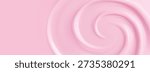 Creamy pink background with smooth ripples and glossy frosting drips. Melting ice cream glaze flows down with shiny sugary decoration and sweet dessert texture.