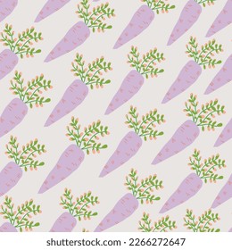 Creamy with purple carrots seamless pattern background design.