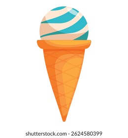 Creamy, swirled ice cream sits atop a crispy cone, a perfect treat for a hot summer day