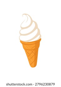 creamy vanilla soft ice cream cone flat design vector artwork