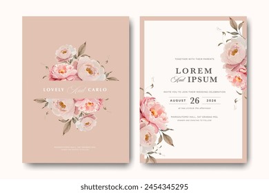 Creamy Wedding Card Template with Floral Frame Design