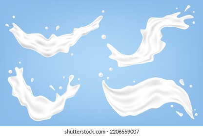 Creamy white liquid splash.  Flowing milk. Melted and dripping protein substance. Vector illustration. Eps 10.