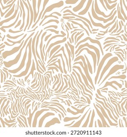Zebra cremosa Padrão decorativo sem emenda. Plano de fundo de repetição. Impressão de papel de parede inclinável.