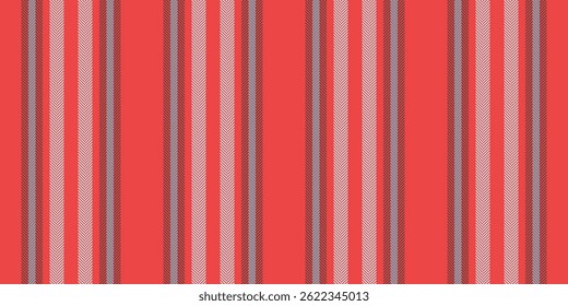 Crease background pattern seamless, covering vector textile fabric. Picture stripe texture lines vertical in red and light colors palette.