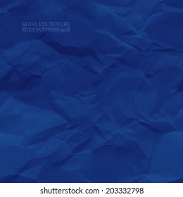 Creased blue paper vector seamless texture. Vector seamless pattern. Vector seamless background. Abstract vector background. Seamless vintage background. Seamless retro background. Old paper texture