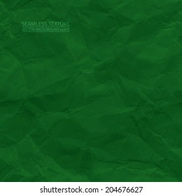 Creased green paper vector seamless texture. Vector seamless pattern. Vector seamless background. Abstract vector background. Seamless vintage background. Seamless retro background. Old paper texture
