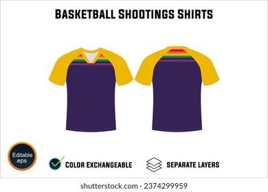 Creat Editable vector mockup artwork and sketch templates for custom designs of basketball shirt front and back, team club jersey, Design Your own men's sport kit with a white background.