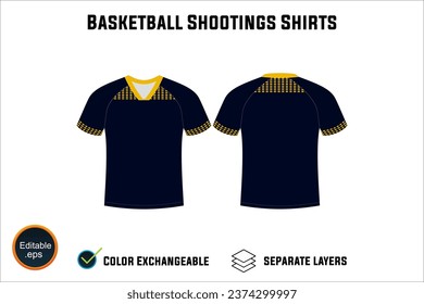 Creat Editable vector mockup artwork and sketch templates for custom designs of basketball shirt front and back, team club jersey, Design Your own men's sport kit with a white background.