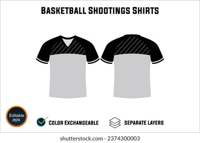 Creat Editable vector mockup artwork and sketch templates for custom designs of basketball shirt front and back, team club jersey, Design Your own men's sport kit with a white background.