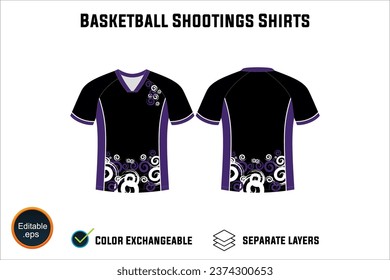 Creat Editable vector mockup artwork and sketch templates for custom designs of basketball shirt front and back, team club jersey, Design Your own men's sport kit with a white background.