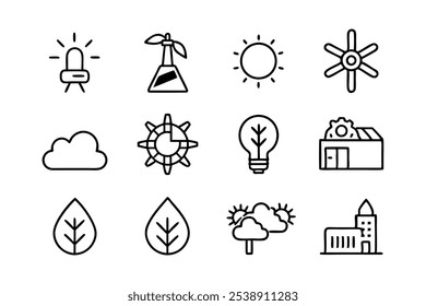 create 12 icons of Green energy icon set