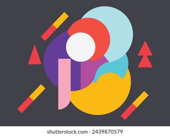 Create an abstract vector brand identity poster with a simple design for a music event. Use bold colors, geometric shapes, and minimalist typography to convey a modern and dynamic vibe. Incorporate mu