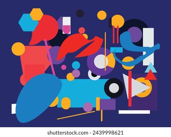 Create an abstract vector brand identity poster with a simple design for a music event. Use bold colors, geometric concert vector pattern musical element