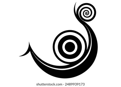 Create es una Ilustración vectorial abstracta de un cuadro espiral musulmán en silueta negra sobre fondo blanco manteniendo una estética minimalista y un arte intrincado