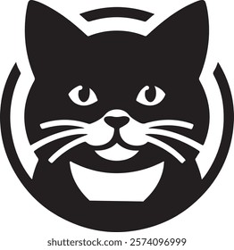 create acat head silhoutte vector style with a art illustration