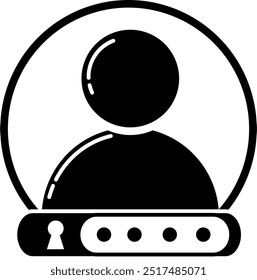 create account icon, user registration form, login and password data, account security flat vector illustration. part 7