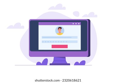 Create an account, Online registration concept. Secure login and password. Vector Illustration.