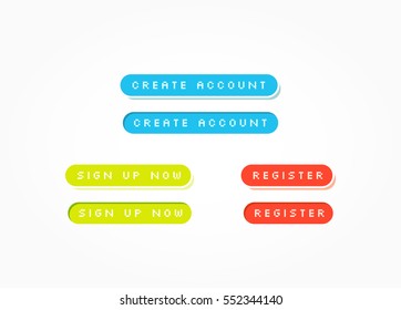Create Account, Sign Up Now & Register Buttons