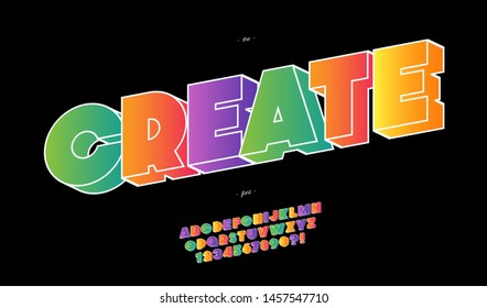 Create alphabet trendy typography colorful style for event, decoration, motion, video, game, infographic, poster, t shirt, book, banner, printing. Cool font. Modern typeface. Vector 10 eps