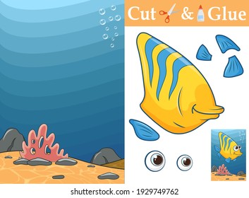 Create the applique cute Ocean Fish for sample. Cut parts of the image and glue on the colorful background. Worksheet activity perfect for practice skill motor planning, sequencing, cutting, sticking