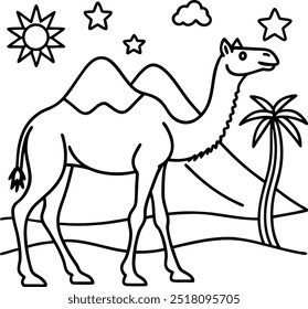 Create beautiful designs with this camel walking vector illustration