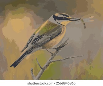 Create a bird vector art with color background.