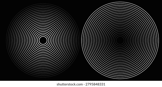 Create a bold look with a centric circle background featuring vector graphics of sound waves.