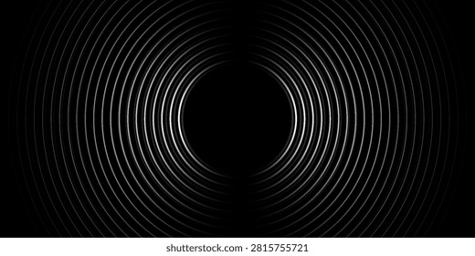 create a bold look with a centric circle background featuring vector graphics of sound waves.