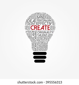 Create bulb word cloud, education concept