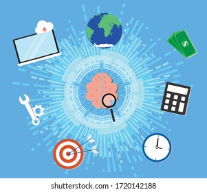 Crear ilustración vectorial de concepto de lluvia de ideas de formularios empresariales