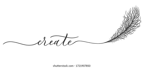 Create calligraphic template  inscriptions  with  smooth lines and bird feather.