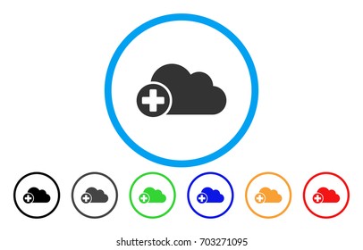 Create Cloud rounded icon. Vector illustration style is a flat iconic symbol inside a circle, with black, gray, green, blue, orange, red color versions. Designed for web and software interfaces.