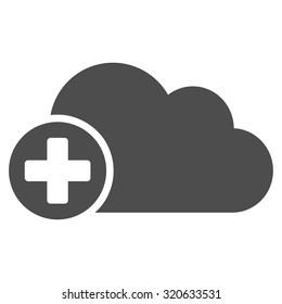 Create Cloud vector icon. Style is flat symbol, gray color, rounded angles, white background.