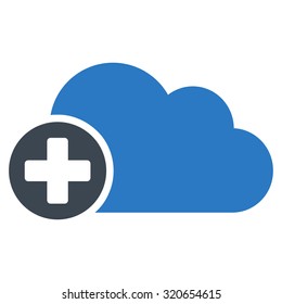 Create Cloud vector icon. Style is bicolor flat symbol, smooth blue colors, rounded angles, white background.