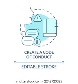 Create code of conduct turquoise concept icon. Maintain customer service policy abstract idea thin line illustration. Isolated outline drawing. Editable stroke. Arial, Myriad Pro-Bold fonts used