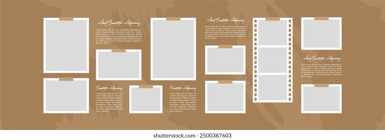 Create a collage of images with an abstract layout using picture frames digital photo wall template