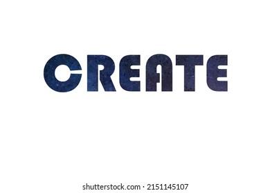 CREAR. Cartel de texto de tipografía colorida. Vector la palabra CREATE