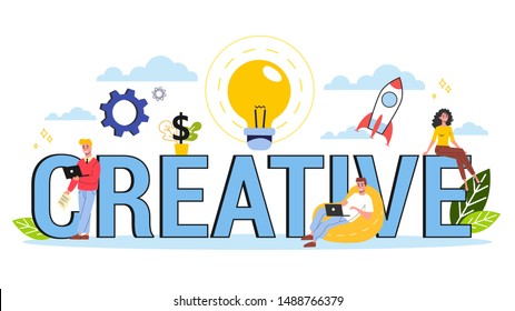 Create concept. Idea of creative thinking and imagination. Inspiration and innovation. Isolated vector illustration in cartoon style