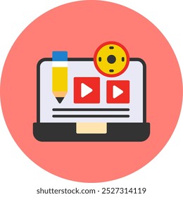 Create Content Flat Multi Color Vector Icon Design