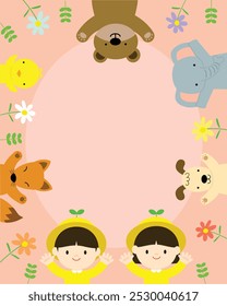 Create a cute image welcomed by children and animal friends