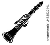 Create a detailed vector illustration of a clarinet, highlighting its intricate design and musical essence for creative projects