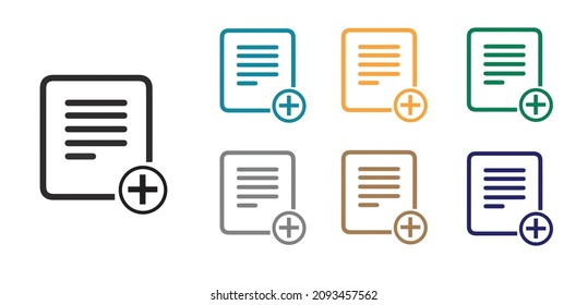 Create document, Add document vector icon. set of colored add file document vector icons. Vector illustration eps10.