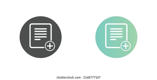 Create document, Add document vector icon in modern flat design isolated on white background in two different styles. vector illustration eps10. 
